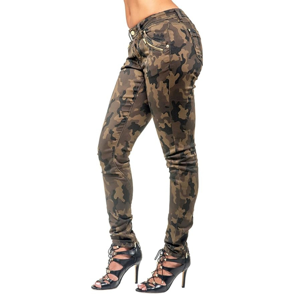 Poetic Justice Denim - Poetic Justice MAYA SKINNY Women's 30 Curvy Fit CAMO ROCKER Stretch Jeans 12